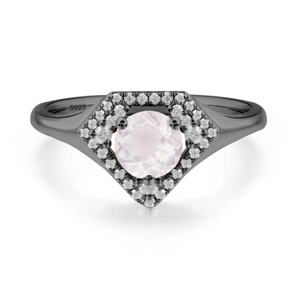 Double Halo Rose Quartz Ring - Image 8