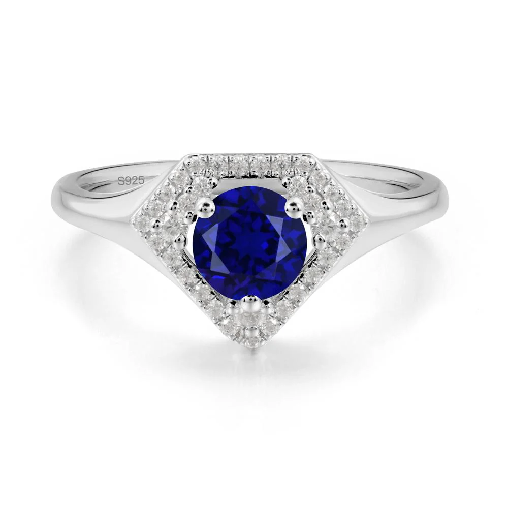 Double Halo Sapphire Ring