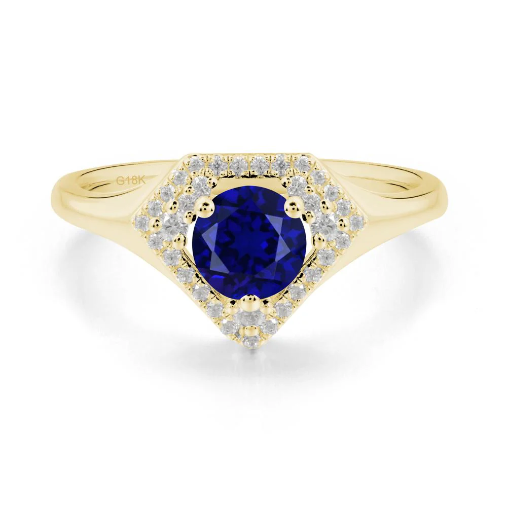 Double Halo Sapphire Ring - Image 2