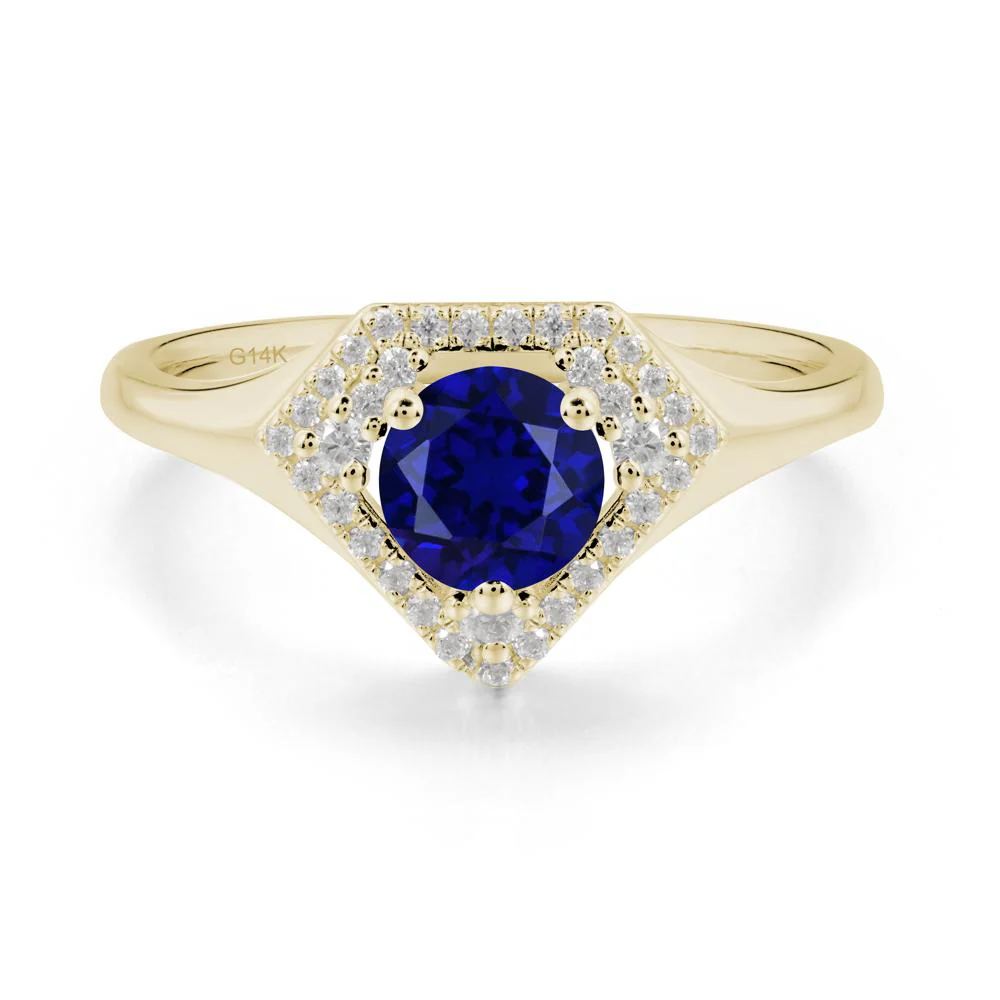 Double Halo Sapphire Ring - Image 4