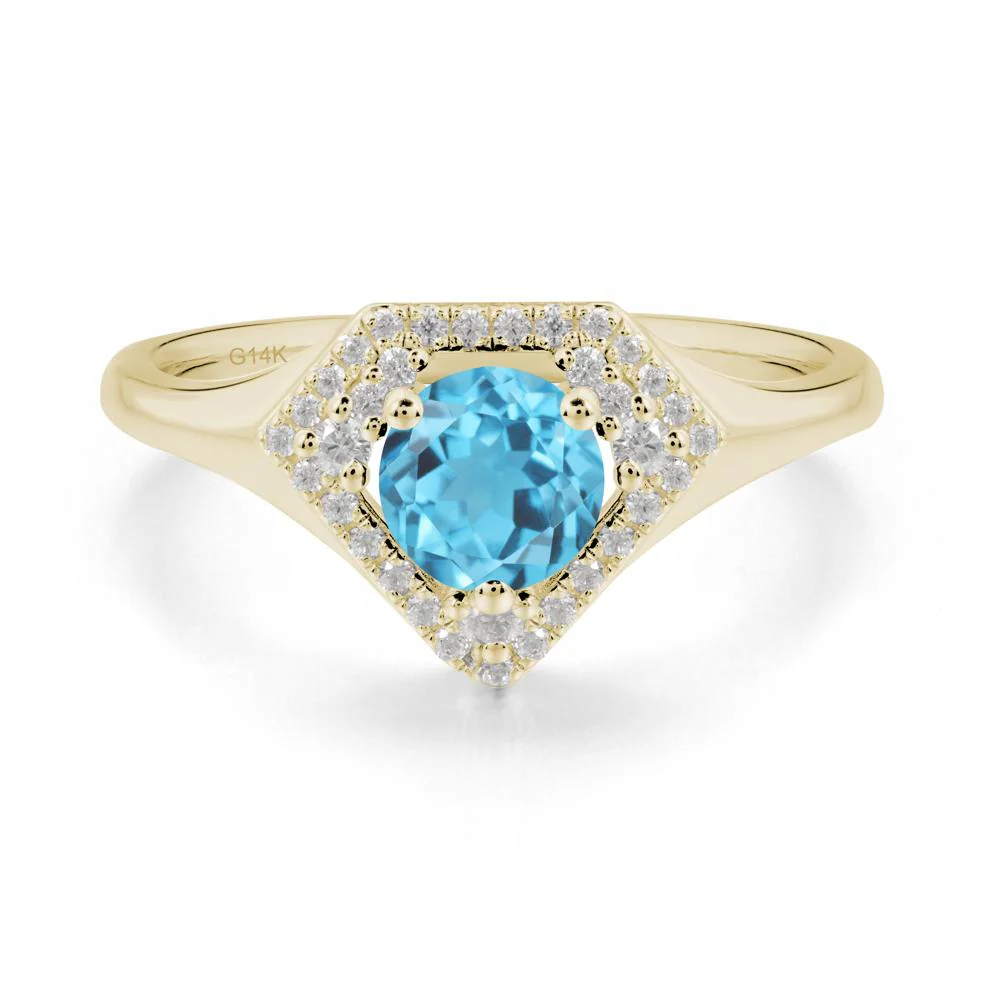 Double Halo Swiss Blue Topaz Ring - Image 2