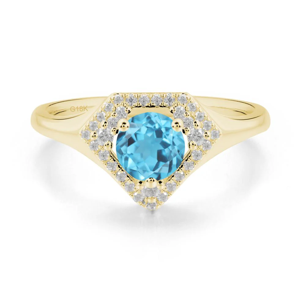 Double Halo Swiss Blue Topaz Ring - Image 7