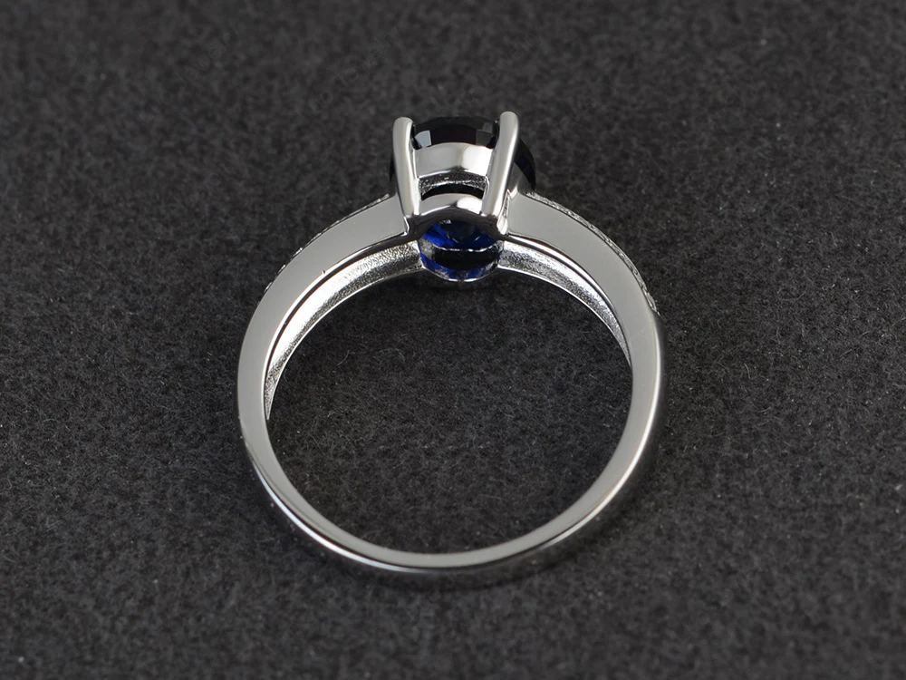 Double Pave Oval Cut Sapphire Ring - Image 3