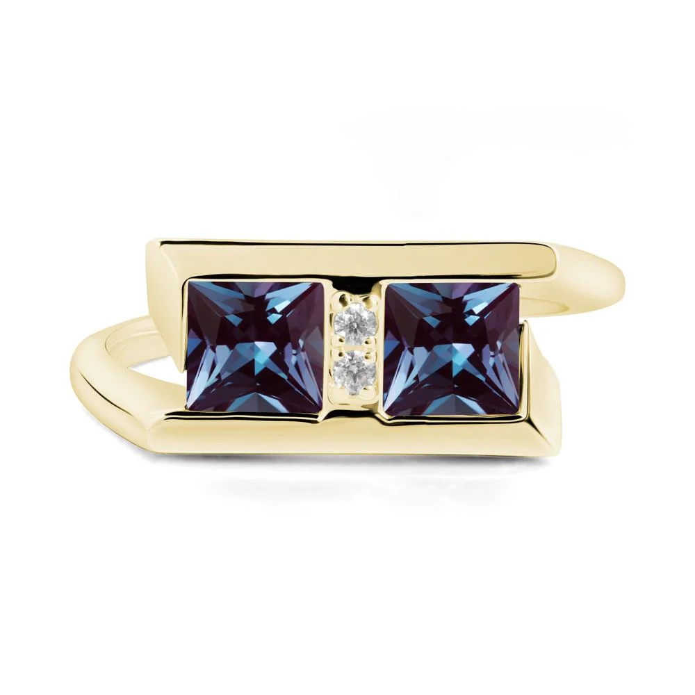 Double Stone Alexandrite Tension Ring - Image 2