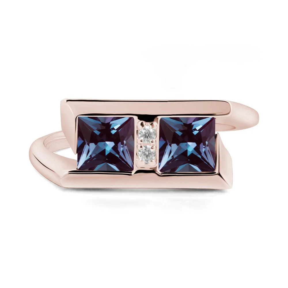 Double Stone Alexandrite Tension Ring - Image 5
