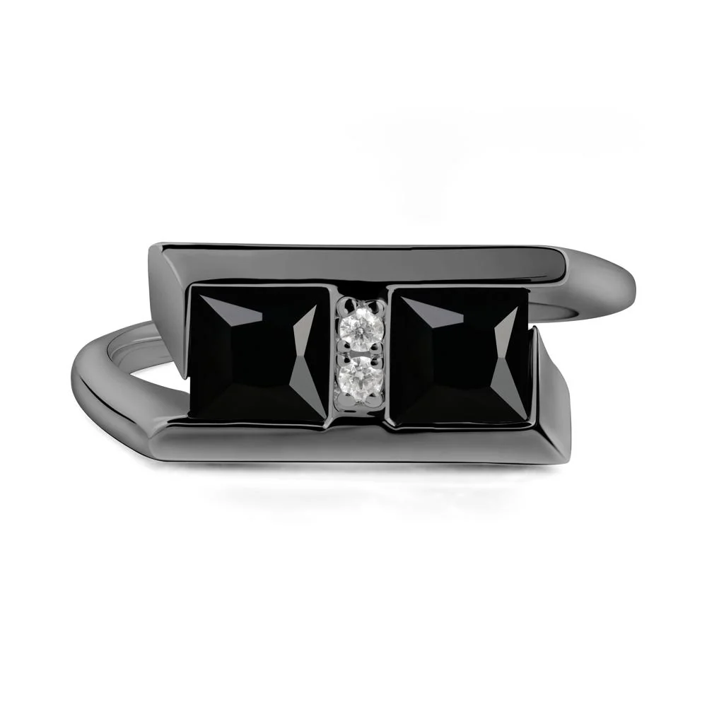 Double Stone Black Spinel Tension Ring - Image 5