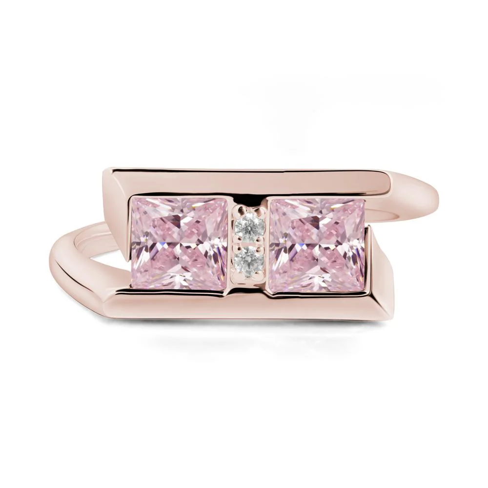 Double Stone Pink Cubic Zirconia Tension Ring