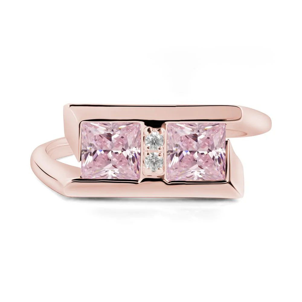 Double Stone Pink Cubic Zirconia Tension Ring - Image 5