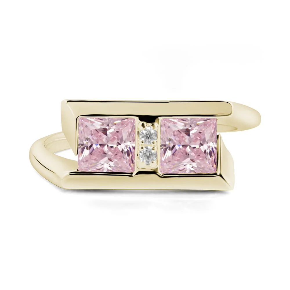 Double Stone Pink Cubic Zirconia Tension Ring - Image 9