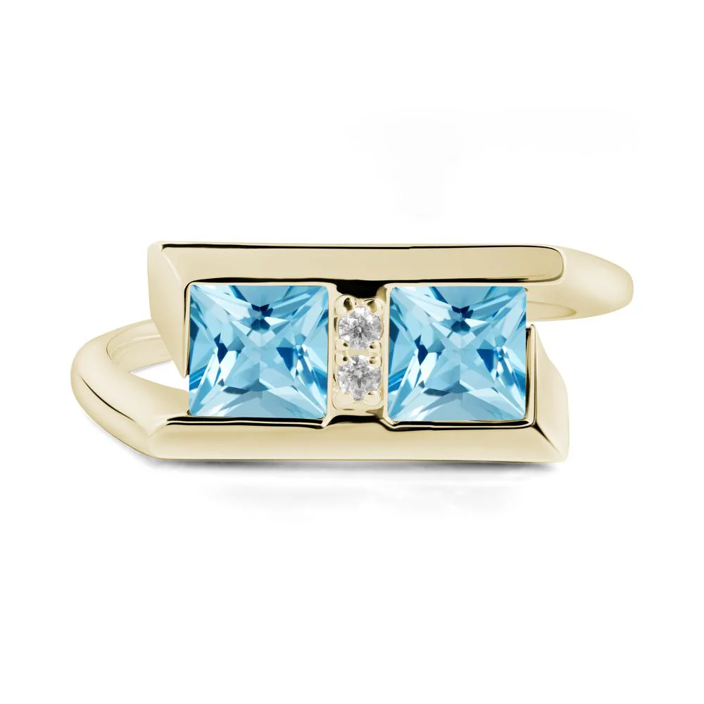 Double Stone Swiss Blue Topaz Tension Ring - Image 8