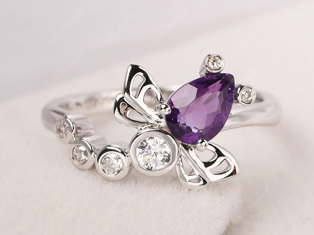 Amethyst Dragonfly Ring