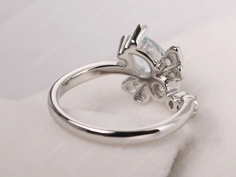 Aquamarine Dragonfly Engagement Ring - Image 3