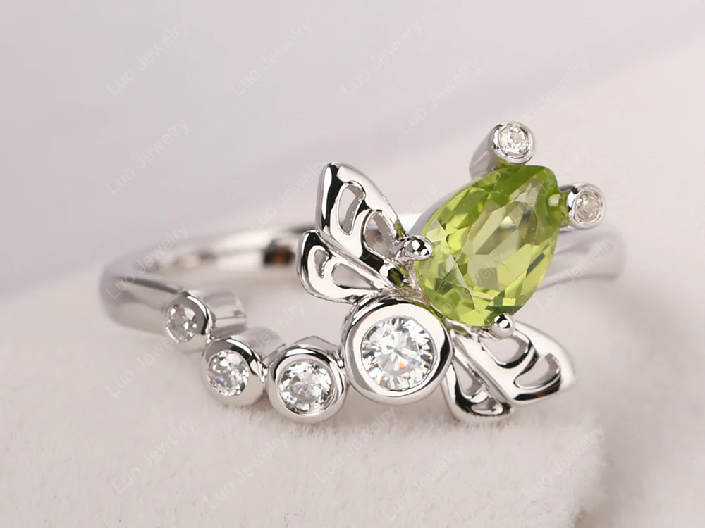 Peridot Dragonfly Engagement Ring