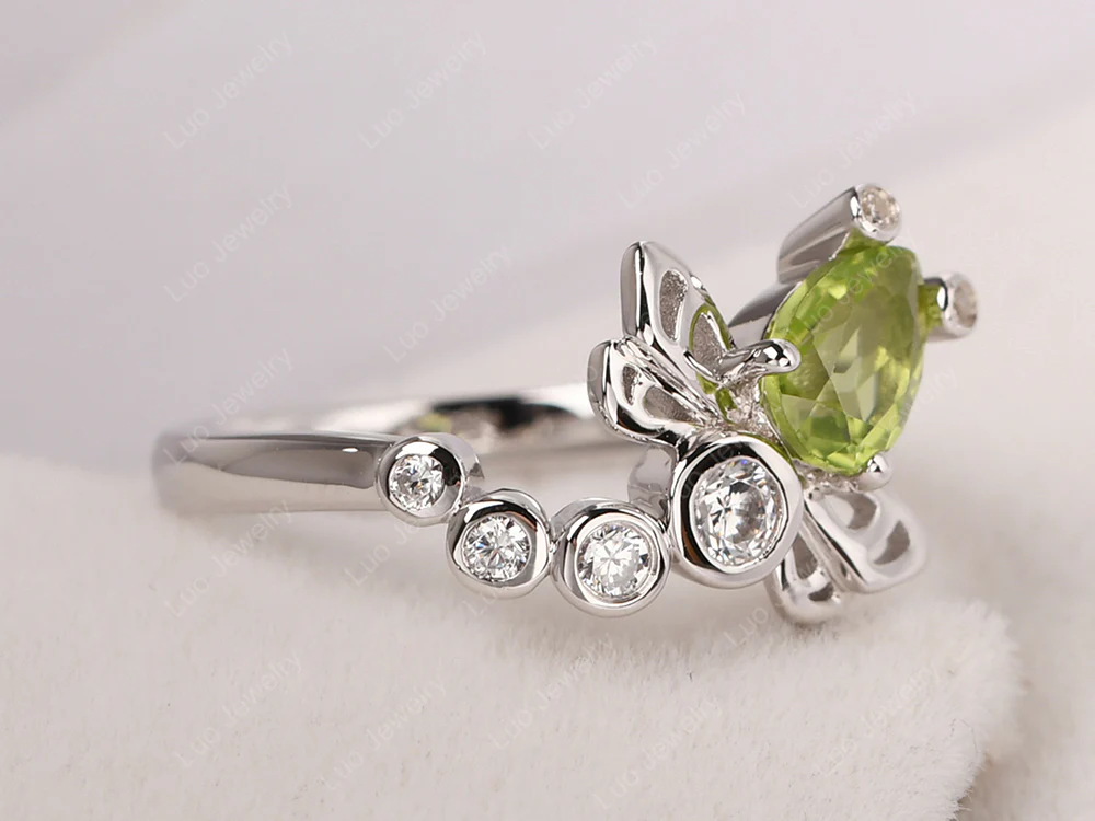 Peridot Dragonfly Engagement Ring - Image 2