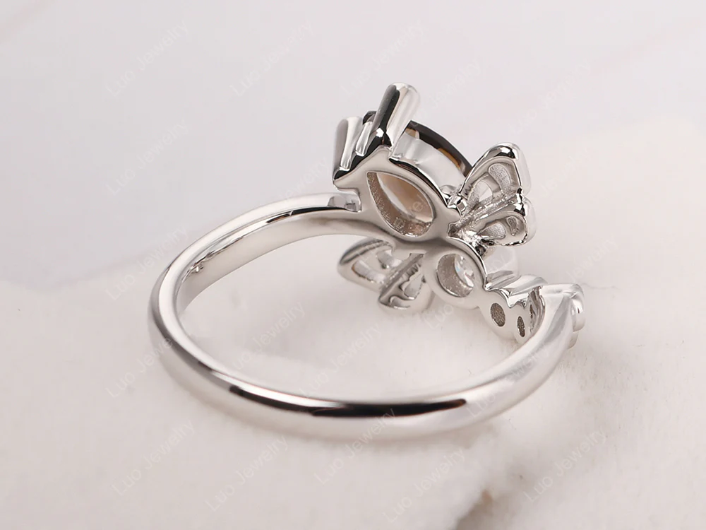 Smoky Quartz Dragonfly Engagement Ring - Image 3