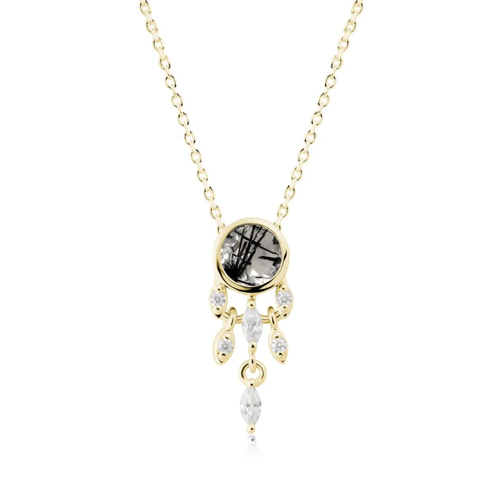 Dreamcatcher Inspired Black Rutilated Quartz Necklace - Image 2