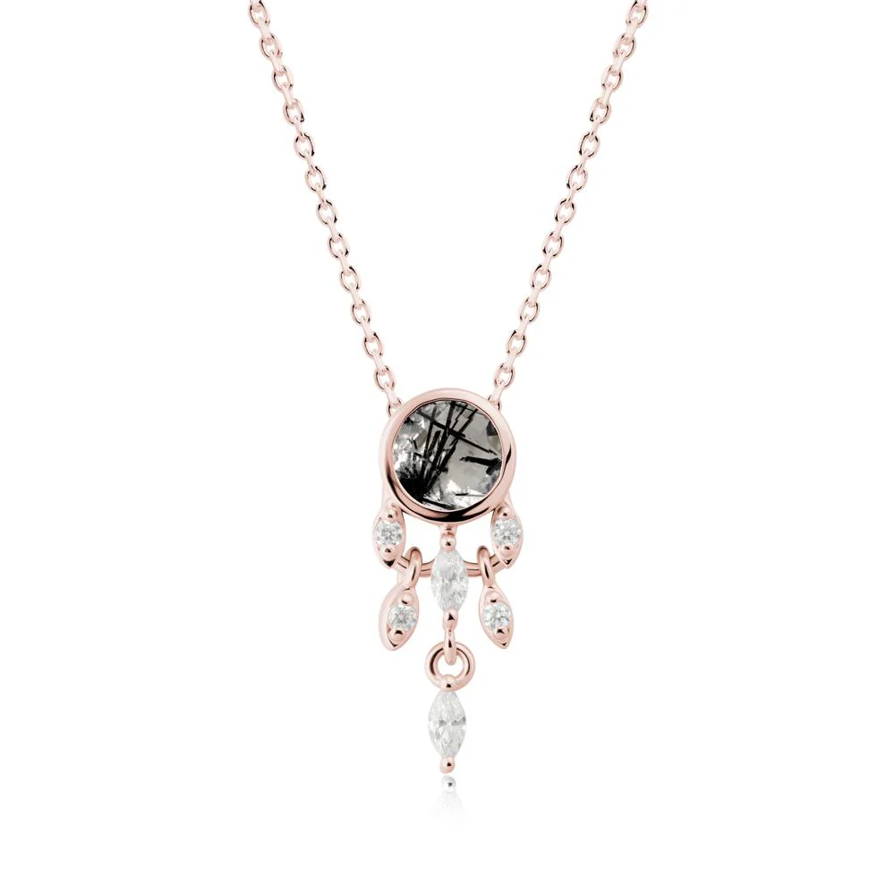 Dreamcatcher Inspired Black Rutilated Quartz Necklace - Image 4