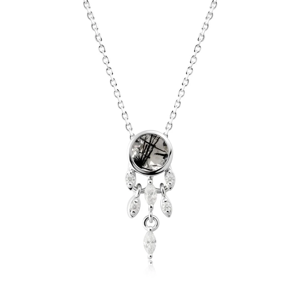 Dreamcatcher Inspired Black Rutilated Quartz Necklace - Image 6