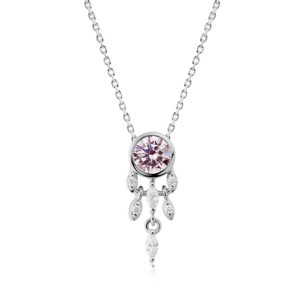 Dreamcatcher Inspired Pink Cubic Zirconia Necklace