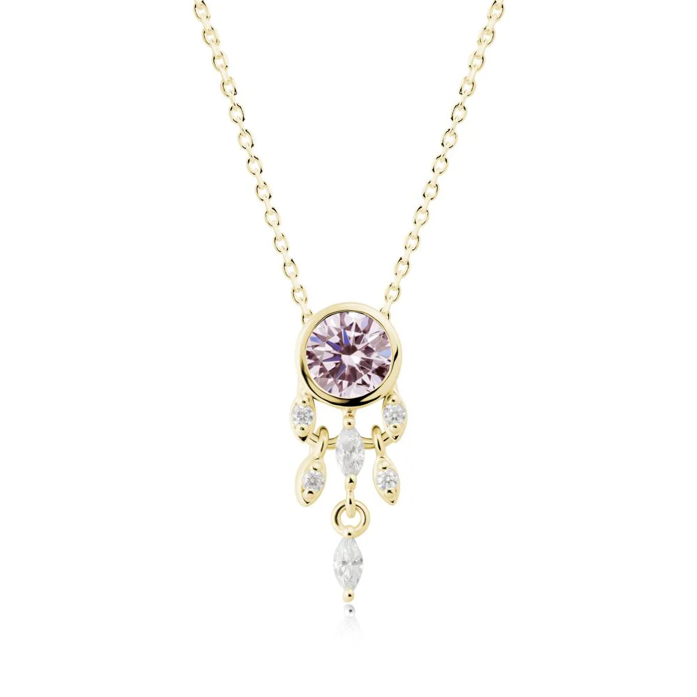 Dreamcatcher Inspired Pink Cubic Zirconia Necklace - Image 2