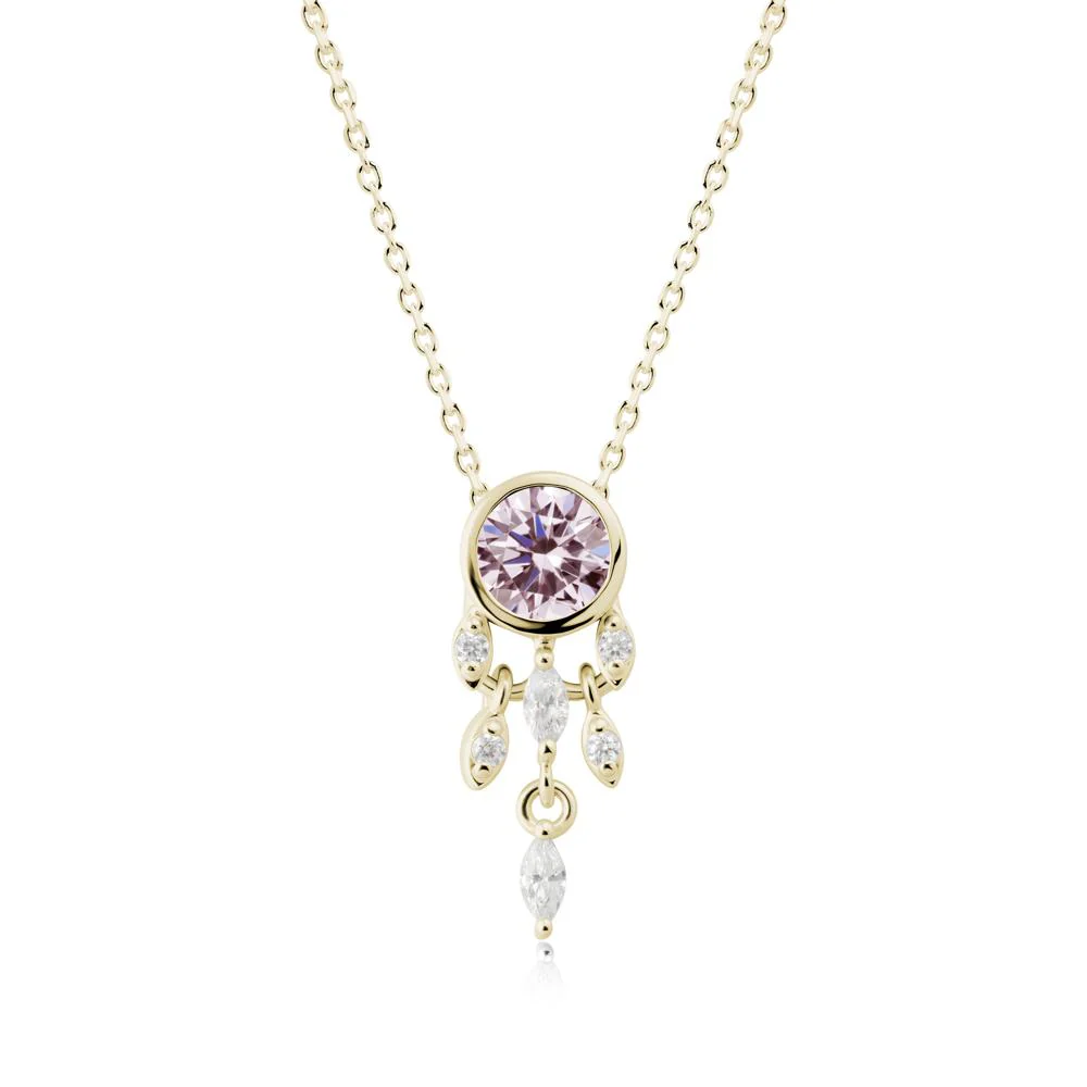 Dreamcatcher Inspired Pink Cubic Zirconia Necklace - Image 4