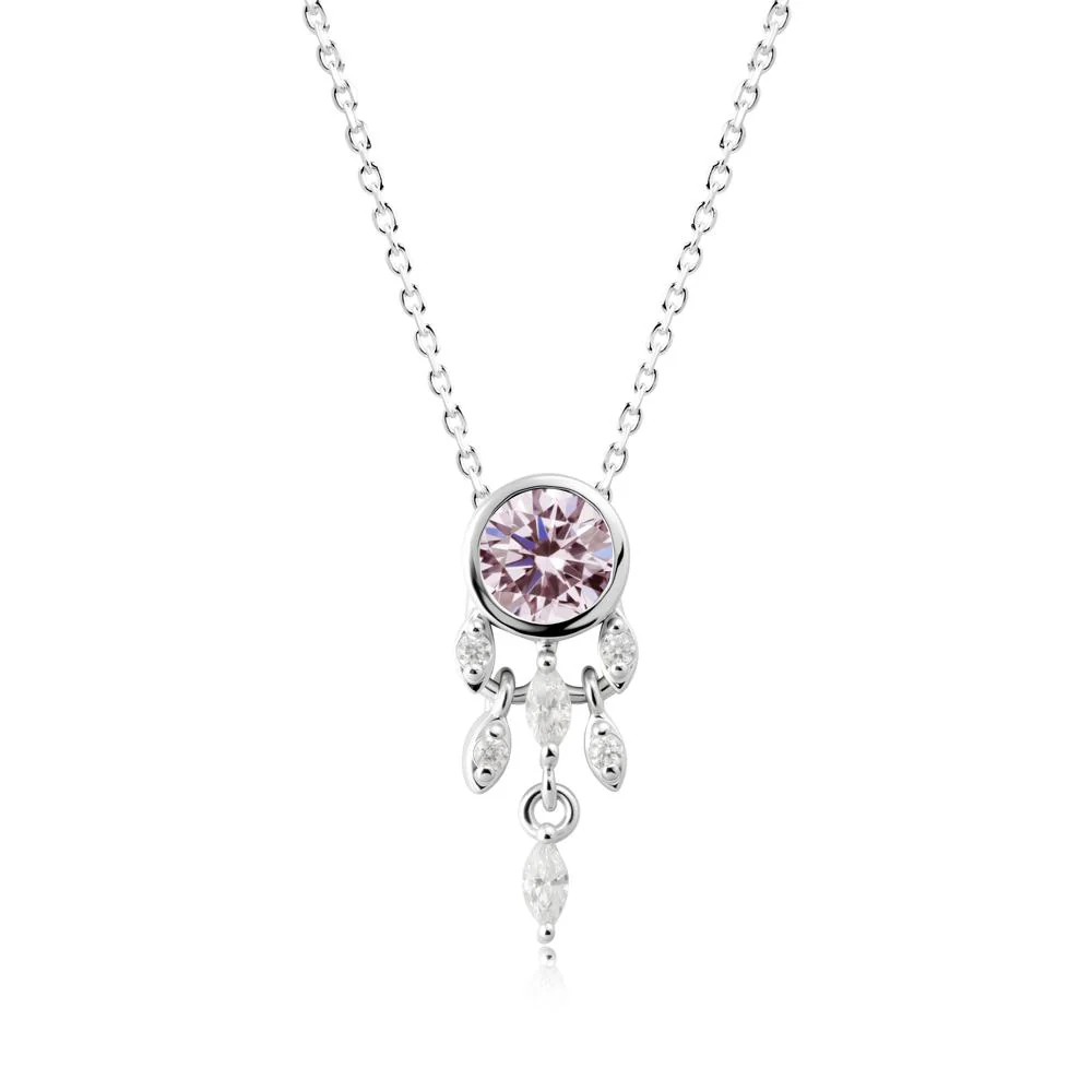 Dreamcatcher Inspired Pink Cubic Zirconia Necklace - Image 6