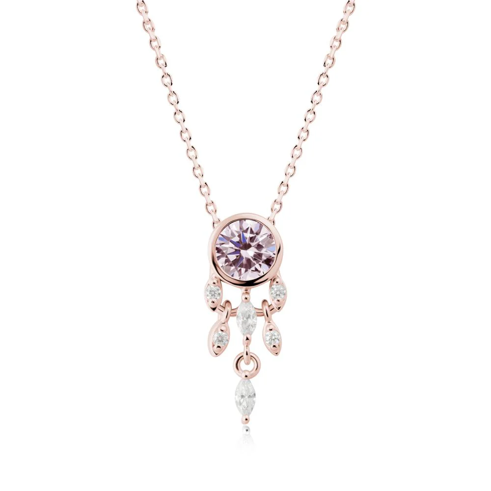 Dreamcatcher Inspired Pink Cubic Zirconia Necklace - Image 8