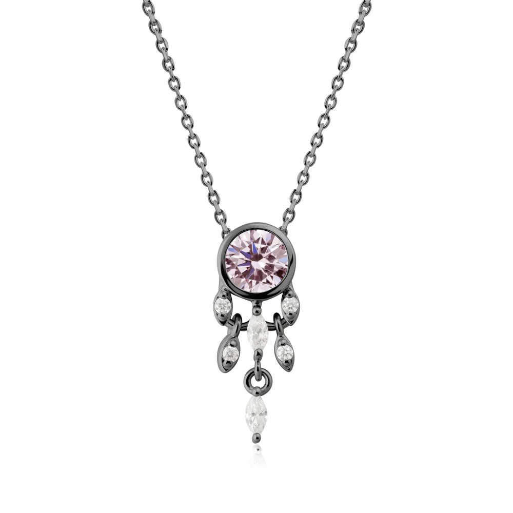 Dreamcatcher Inspired Pink Cubic Zirconia Necklace - Image 9