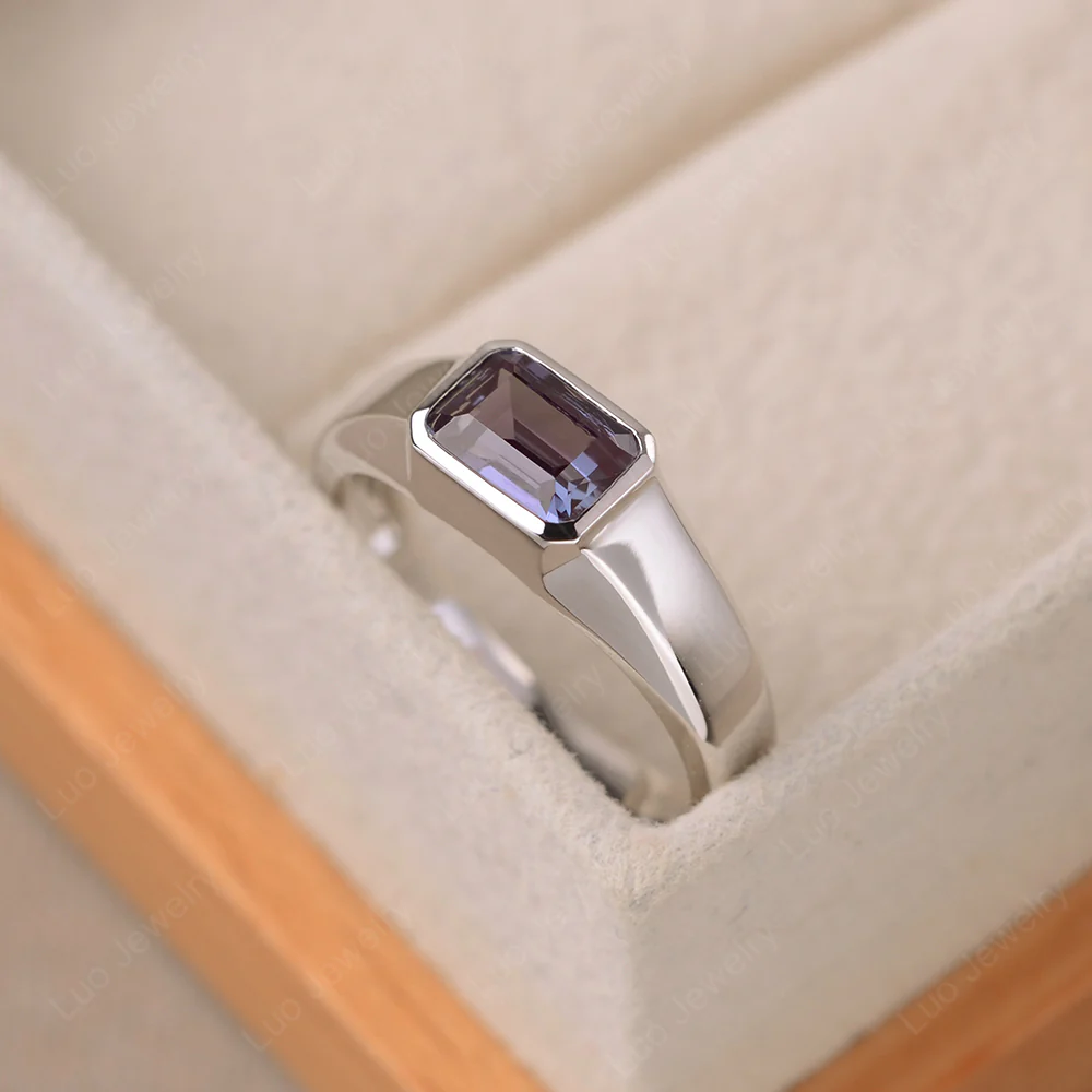 East West Alexandrite Bezel Set Ring - Image 2