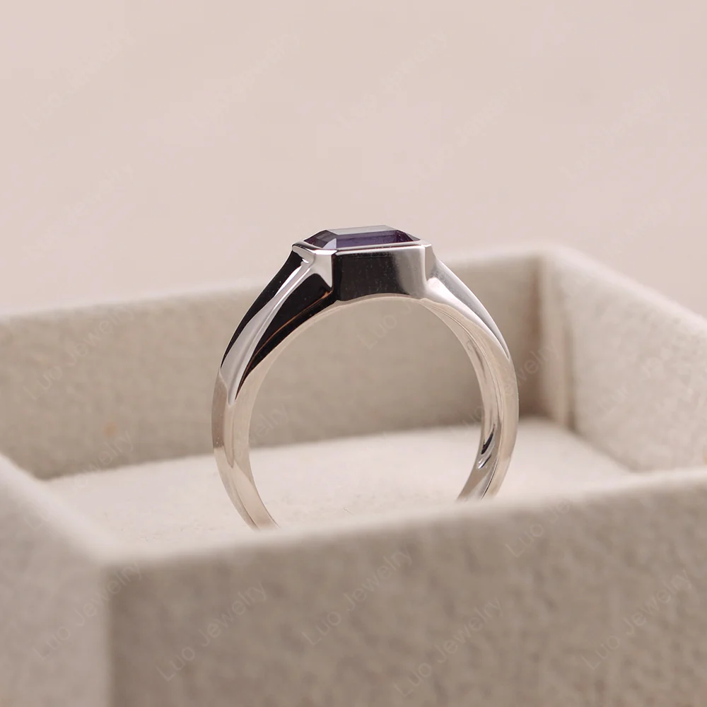 East West Alexandrite Bezel Set Ring - Image 4