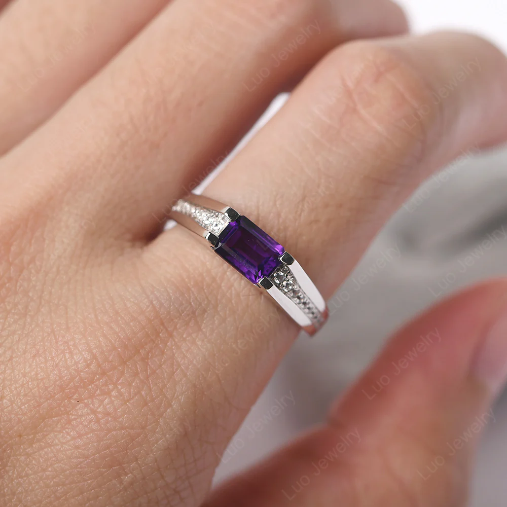 East West Amethyst Engagement Ring - Image 7