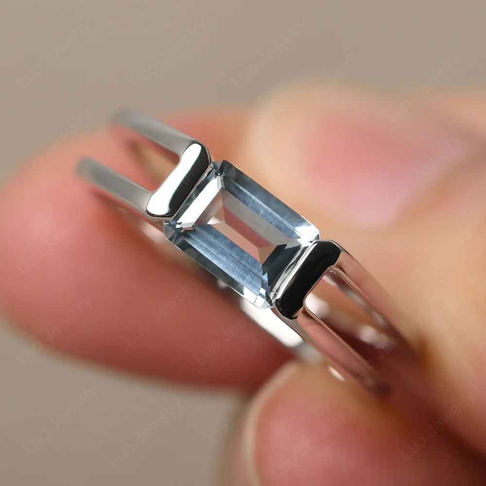 Double Band Aquamarine Ring