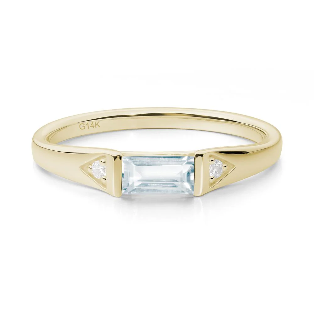 East-West Baguette Aquamarine Ring