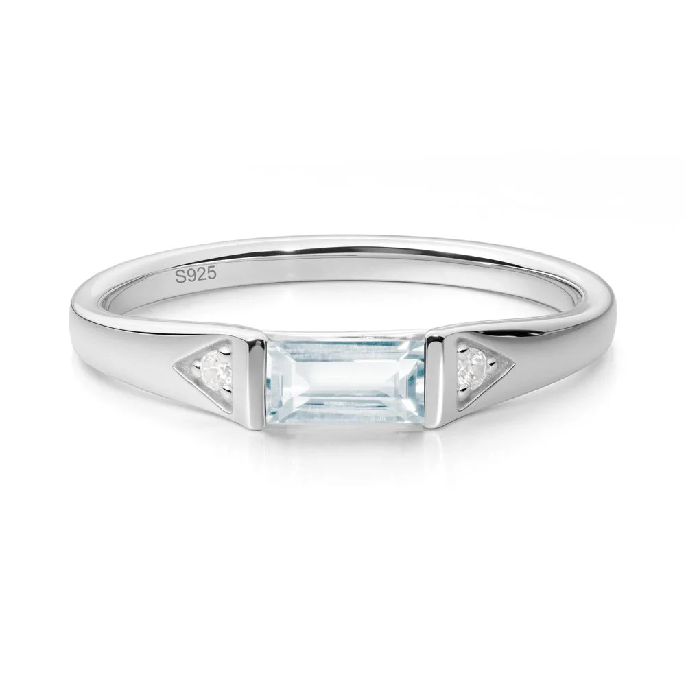 East-West Baguette Aquamarine Ring - Image 8