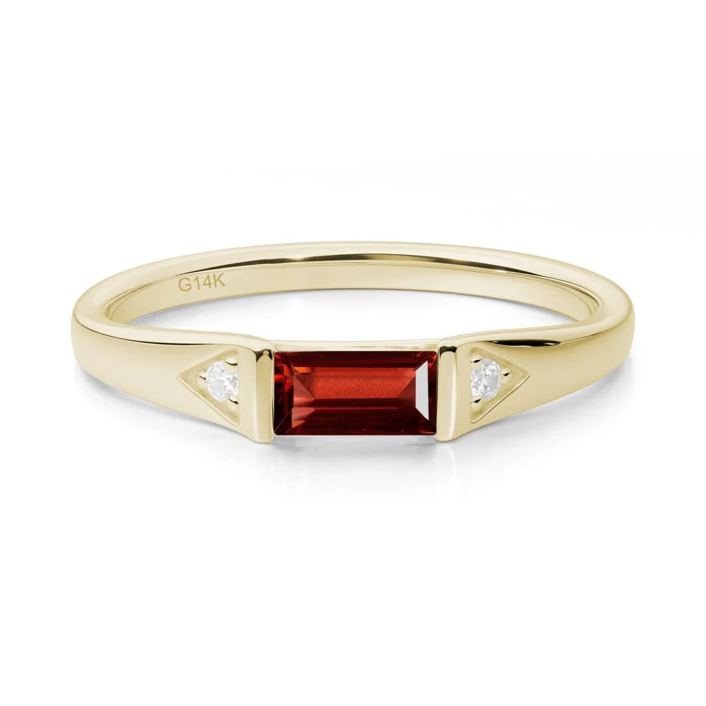 East-West Baguette Garnet Ring