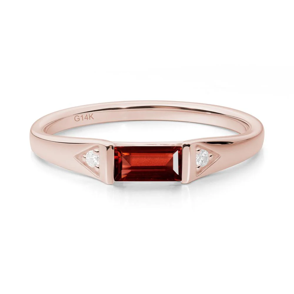 East-West Baguette Garnet Ring - Image 7