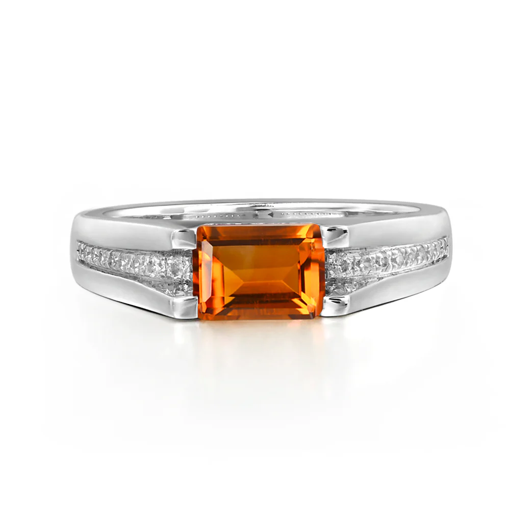 East West Citrine Engagement Ring
