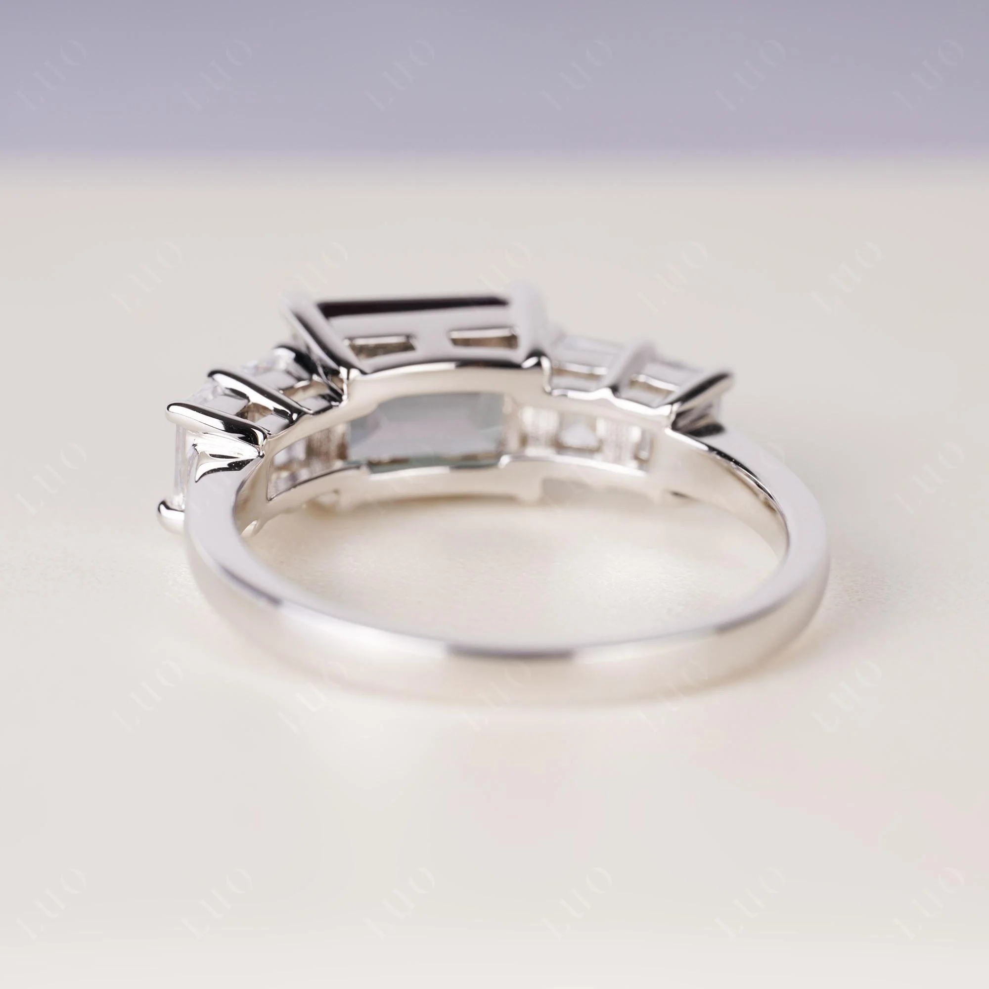 East West Emerald Cut Alexandrite Ring - Image 3