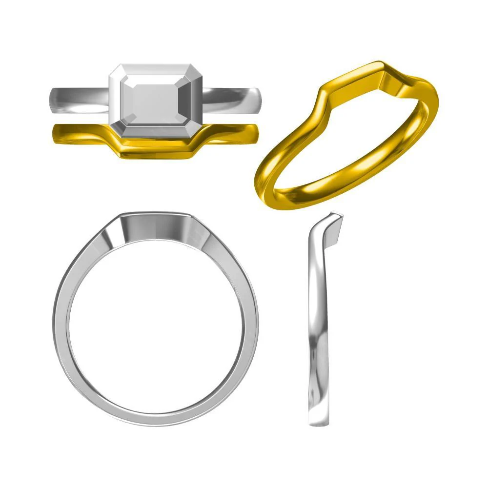 Black Spinel Bezel Emerald Cut Engagement Ring - Image 10