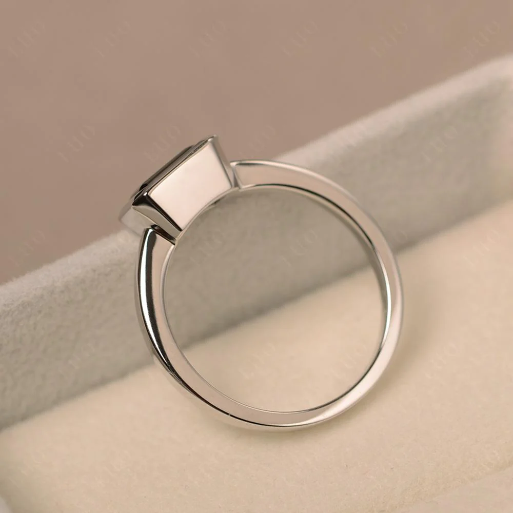 Black Spinel Bezel Emerald Cut Engagement Ring - Image 31