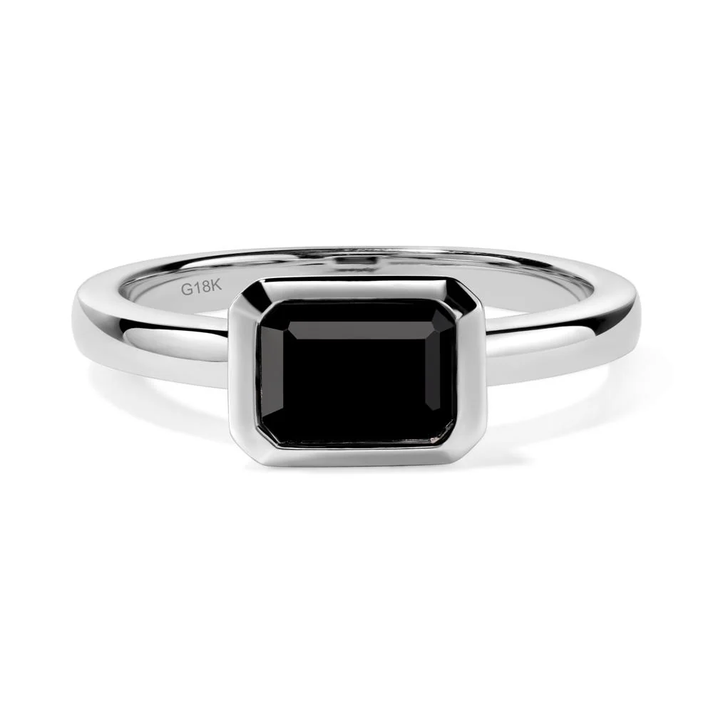Black Spinel Bezel Emerald Cut Engagement Ring - Image 5