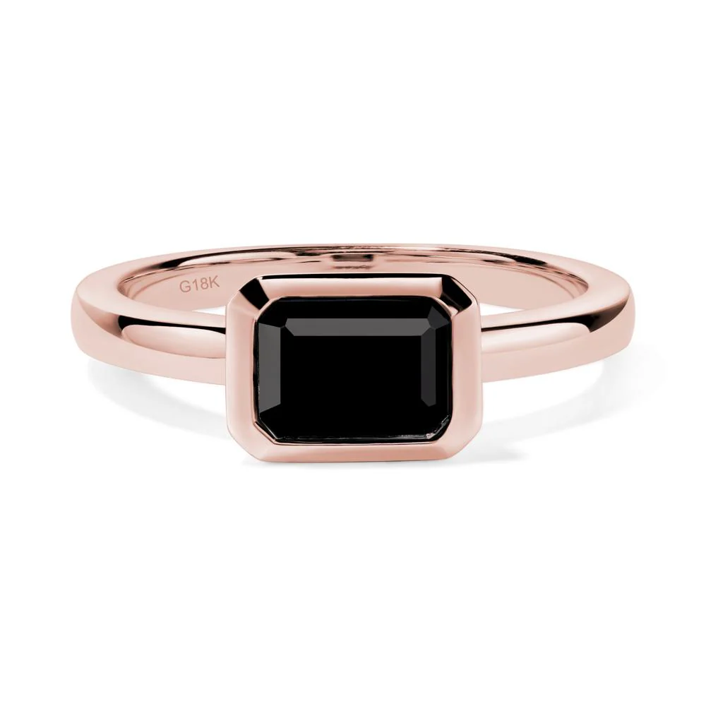 Black Spinel Bezel Emerald Cut Engagement Ring - Image 7