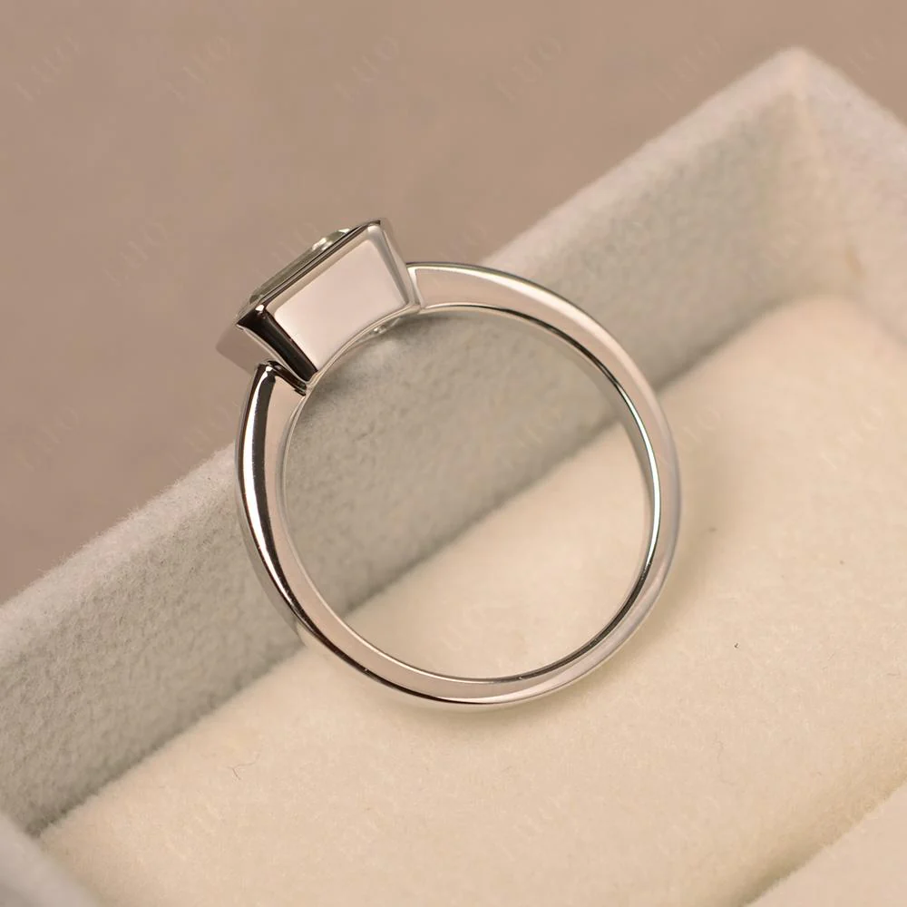 Green Amethyst Bezel Emerald Cut Engagement Ring - Image 31