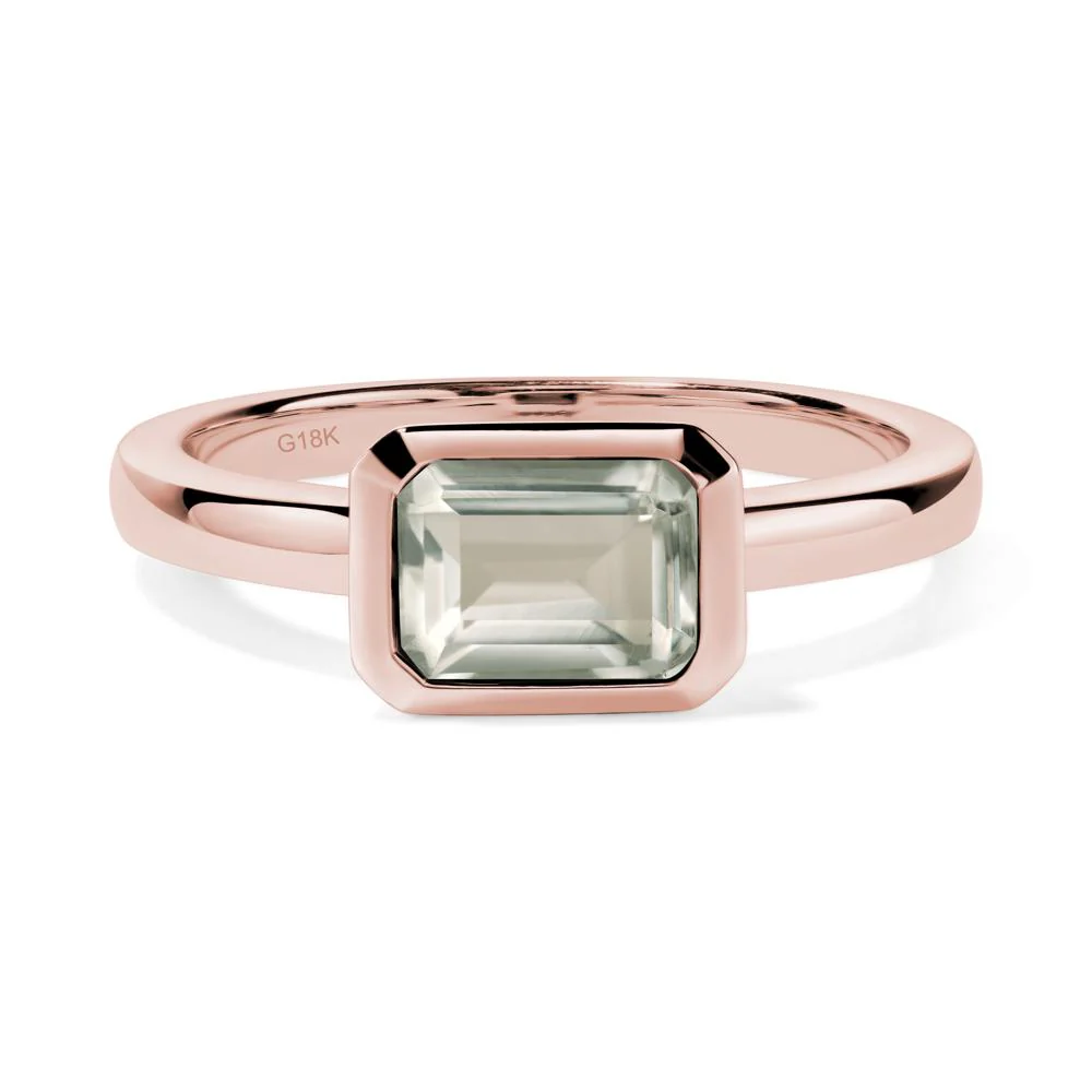 Green Amethyst Bezel Emerald Cut Engagement Ring - Image 7