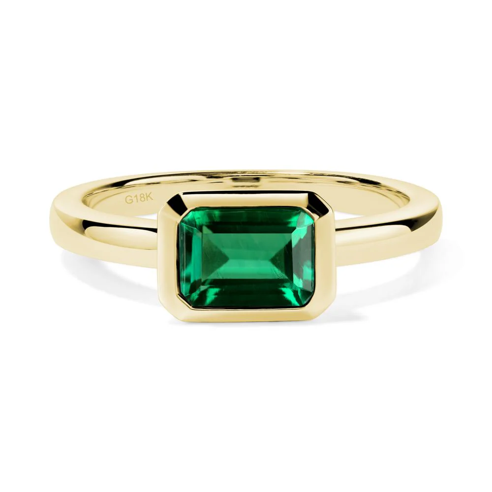 Emerald Bezel Emerald Cut Engagement Ring