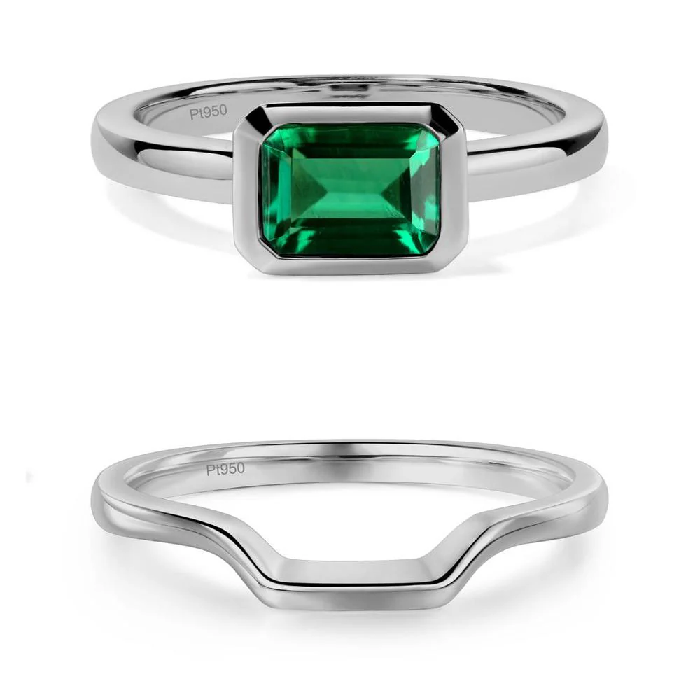 Emerald Bezel Emerald Cut Engagement Ring - Image 17