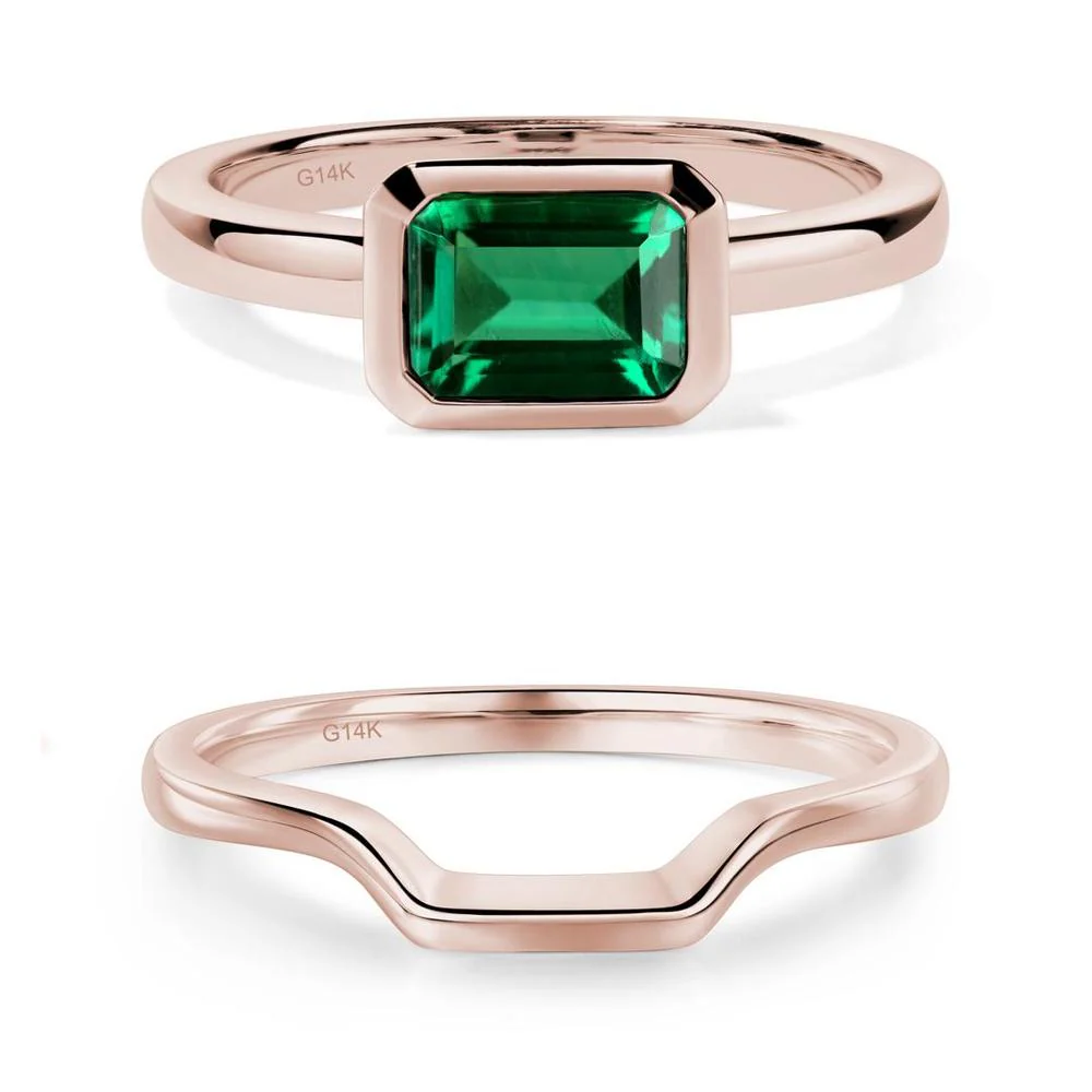Emerald Bezel Emerald Cut Engagement Ring - Image 19
