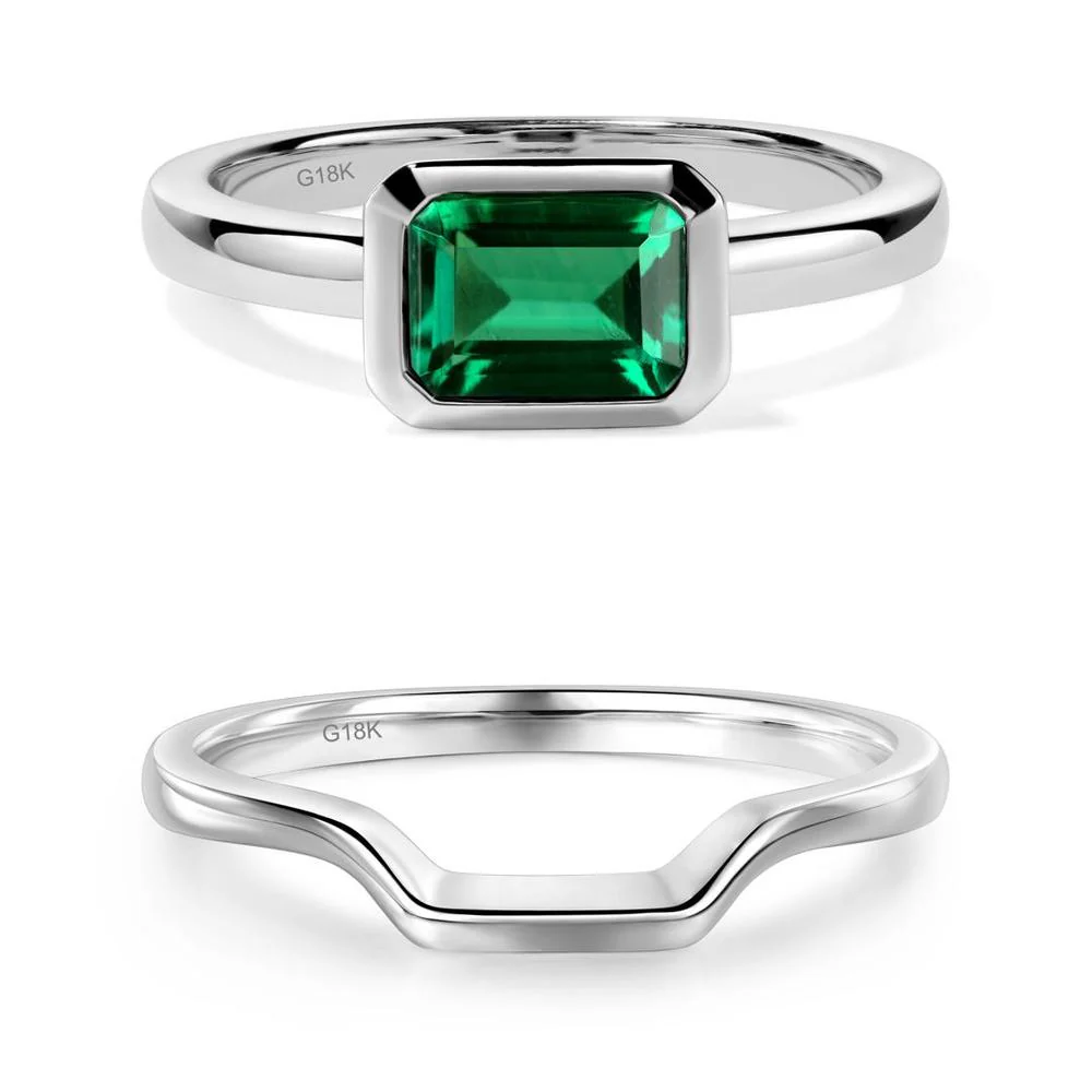 Emerald Bezel Emerald Cut Engagement Ring - Image 25
