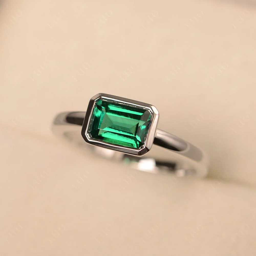 Emerald Bezel Emerald Cut Engagement Ring - Image 29