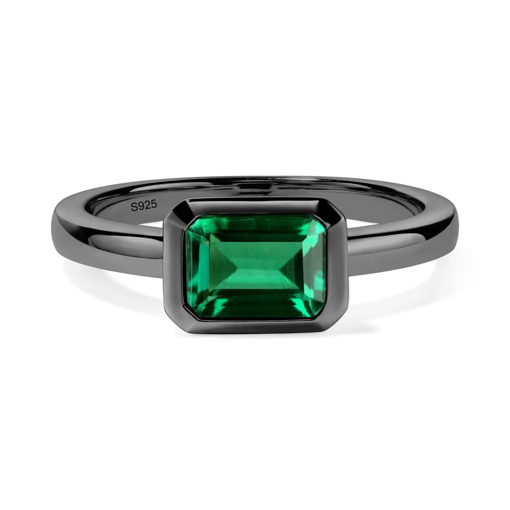 Emerald Bezel Emerald Cut Engagement Ring - Image 3